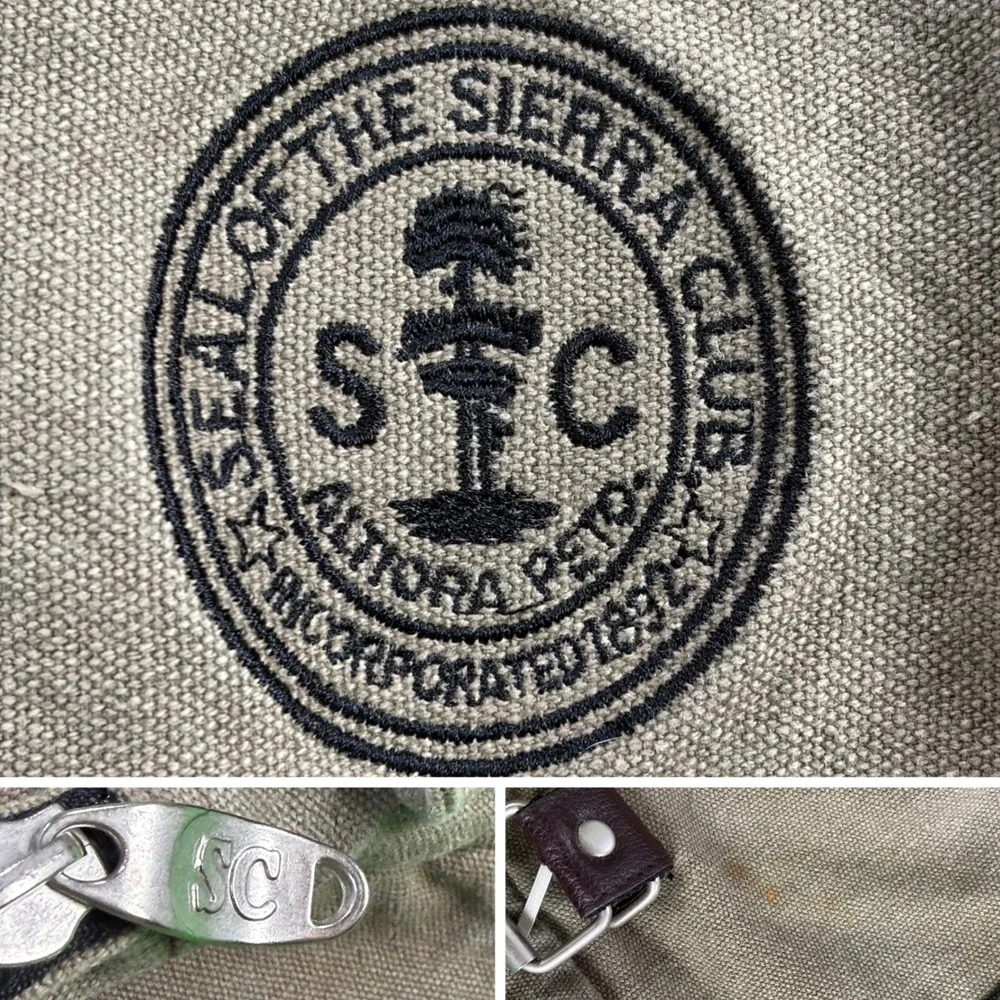 Sierra Club Messenger Bag Khaki Canvas Crossbody Field Travel Utility Shoulder